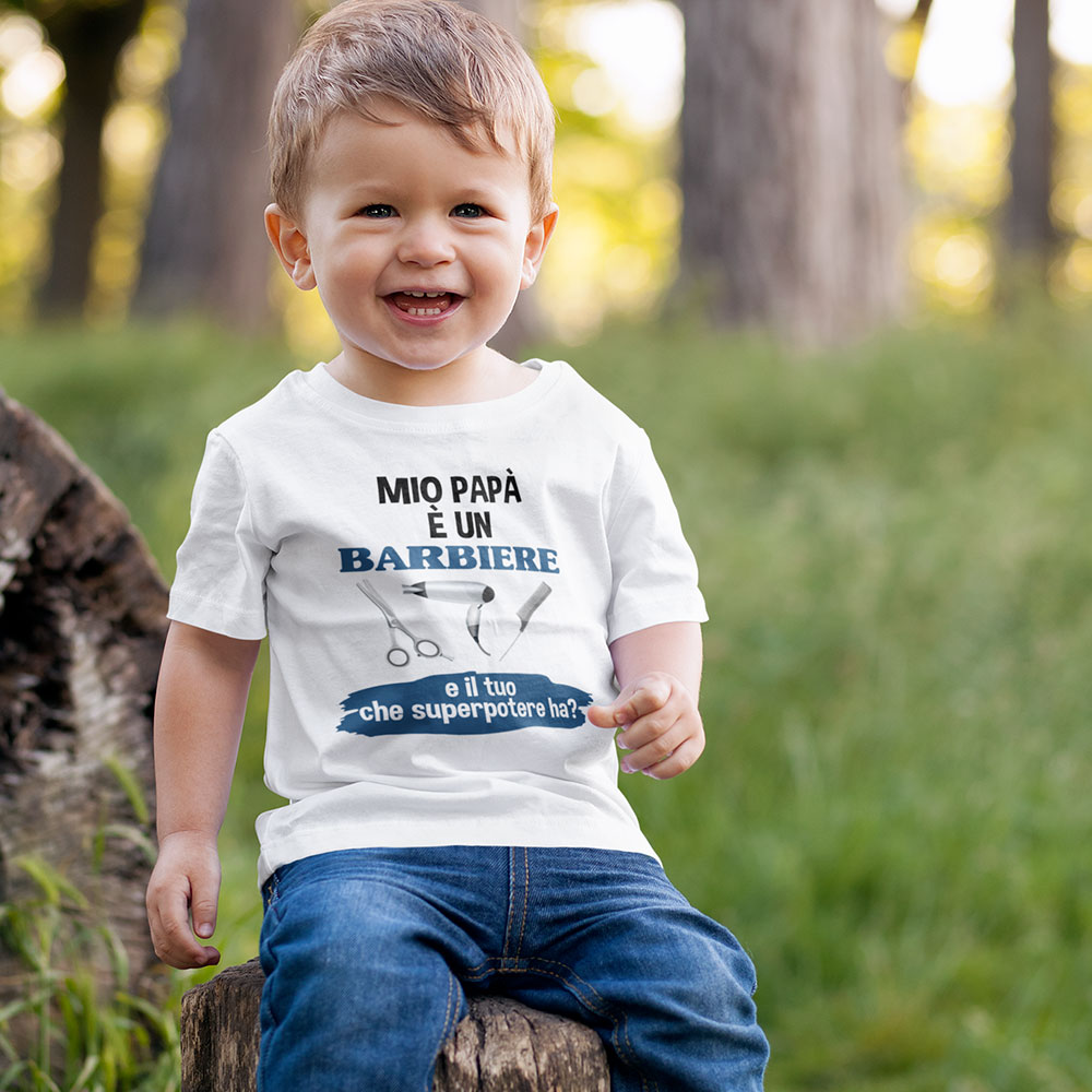 Abbigliamento bambino con grafiche dedicate ai mestieri dei papà